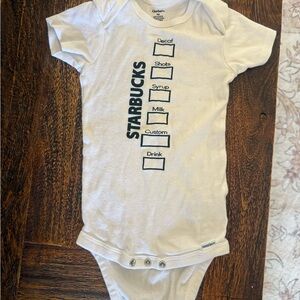 Starbucks White Baby Onesie with Checklist Print